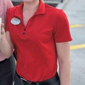 Chick-fil-A oobe Women’s XS Red Striped Polo